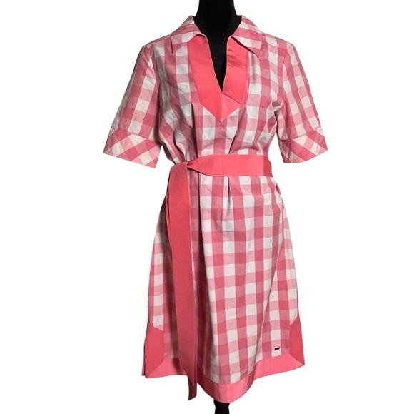 Vineyard Vines Dresses & Skirts - Vineyard Vines Pink White Gingham Grosgrain Ribbon Cotton Dress — Size 8